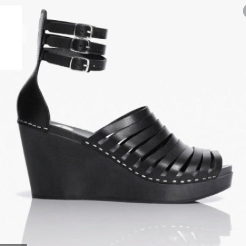 Swedish Hasbeens for H&M Rare Black Wedge 37